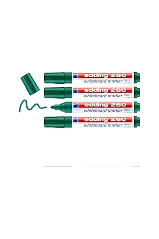 260 Beyaz Yazı Tahtası Kalemi, Yeşil, 4'lü Set, Yuvarlak Uç 1,5-3 Mm Genel
