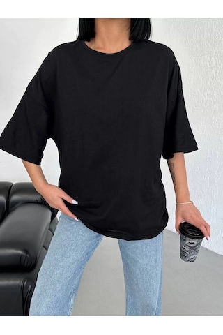 Unisex Düz Biskilet Yaka T-shirt - Siyah 001 Unisex Düz Biskilet Yaka T-shirt - Siyah 001