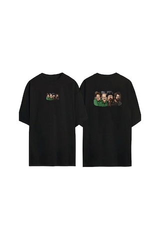 Thewert Unisex Aaron Paul Bryan Bad Ön Arka Baskılı Sıyah Oversize T-shirt Siyah