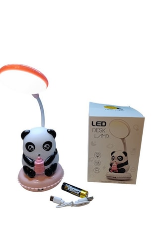 Panda Figürlü Katlanabilir Ve Şarjlı Pilli Led Masa Lambası Çok Renkli