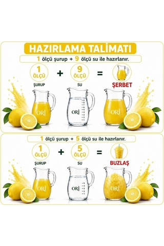 Ori Limon Aromalı Şerbet Ve Buzlaş Konsantre Şurubu 6 Kg