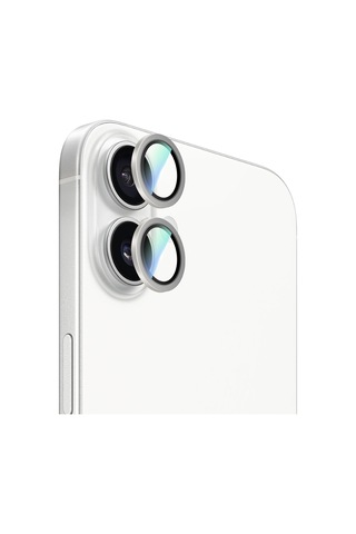 Apple Uyumlu iPhone 16 Plus Caseworld Alloy Serisi Oleofobik Anti Reflective Kamera Lens Koruyucu Gümüş