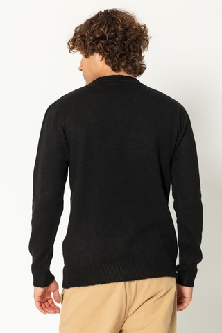Erkek Kaşmir Dokulu Bisiklet Yaka Şık Triko Kazak Siyah