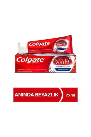 Colgate Optic White Anında Beyazlık Diş Macunu 2 x 75 ML + Diş Fırçası Kabı