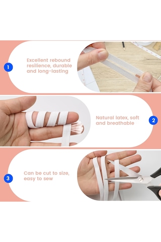 10+10 20 M Don Lastiği Beyaz Yassı Esnek Bel Lastiği Paça Lastik 7mm