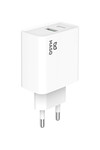 Masquerade 20W Çift Çıkış Type-C + Usb-A Seyahat Şarjı Beyaz MFI Lisanslı