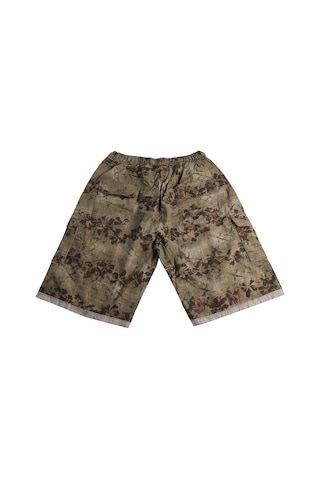 Büyük Beden Erkek Şort Desenli Kargo Cepli Kahverengi