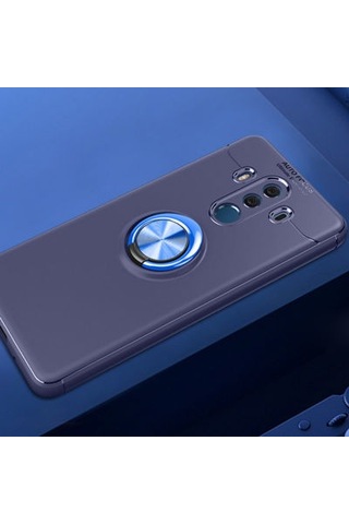 Huawei Mate 10 Pro Kılıf Yüzüğü Stant Ve Araç Tutucu Olabilen Şık Esnek Premium Silikon Kapak Ryc/ravel Mavi