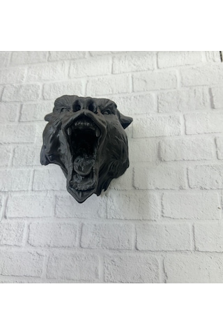 Dekoratif Siyah Ayı Duvar Heykeli Asılabilir Hediyelik 25x19 Cm