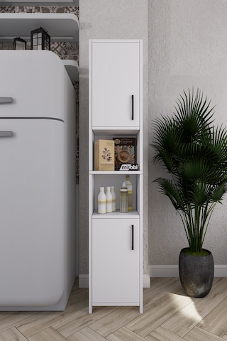 Fella 6 Raflı Çok Amaçlı Dekoratif Mutfak Dolabı Beyaz Beyaz