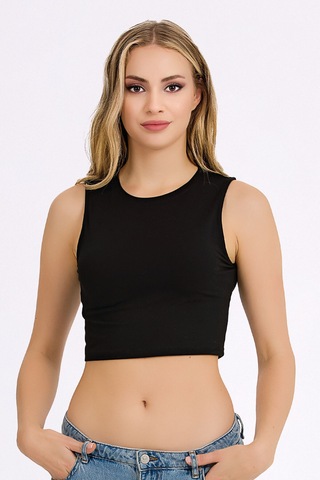 Fanilam İlke Kadın Elestan Kolsuz Crop -pamuklu Şık Ve Rahat Yarım Atlet Body 2 Adet Siyah