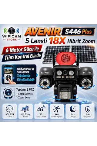 Avenir S446 Plus 5 Lensli 18x Zoomlu 6 Motorlu 4g Solar Kamera
