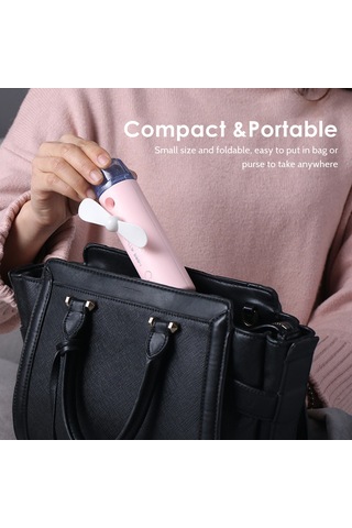 Symbee Mini Nemlendirici El Fanı - Renkli Led Işıklı, Cilt Nemlendirici Ve Soğutucu, Cep Boyutu, Mavi Batarya Dahil