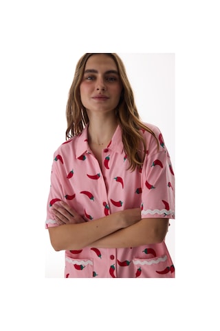 Penti Pembe Just Chill Gömlek Pantolon Pijama Takımı Pembe