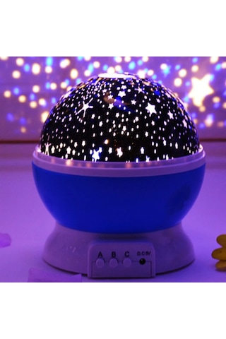 Renkli Yıldızlı Gökyüzü Yansıtmalı Dönen Projeksiyon Gece Lambası Çok Renkli
