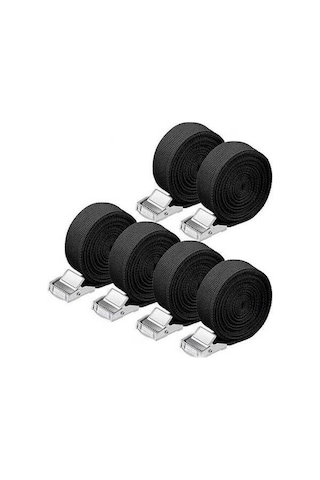 Pazly 6 Adet Çelik Kancalı Sıkma Kayışı - 2.5m X 2.5cm - 150kg Yük Kapasiteli