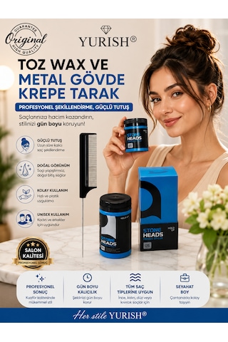 2'li Stil Seti Toz Wax & Metal Gövde Krepe Tarak 001