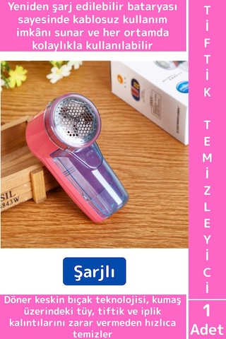 Pratik Hızlı Temizlik Giysi Kumaş Zarar Vermez Kablosuz Kullanım Şarjlı Tüy İplik Tiftik Temizleyici çok renkli