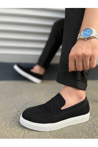 Dmr Elegance Jy180 Estilo X Bağcıksız Süet Erkek Günlük Spor Klasik Ayakkabı Sbt - Siyah