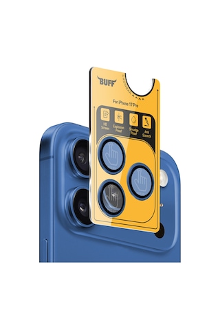 Buff Apple Uyumlu iPhone 17 Pro Metal Kamera Lens Koruyucu Blue Mavi