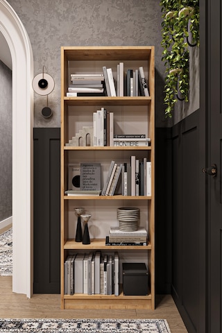 Asra Trend 5 Raflı Kitaplık K002 %100 MDF Modern Ofis Çalışma Odası Dosya Rafı Safir Meşe