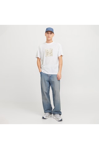 Jack & Jones Jack&jones Tarmac Camo Front Crew Neck Erkek Beyaz Yuvarlak Yaka Tişört Beyaz