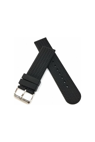 24 Mm Renkli Silikon Baskılı Desenli Saat Kordonu Kayışı Siyah