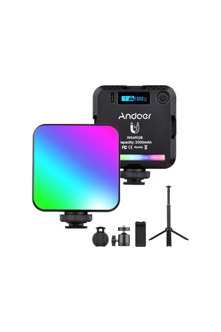 Andoer W64 Rgb Video Konferans Cep Rgb Led Video Işık Kiti Siyah Siyah