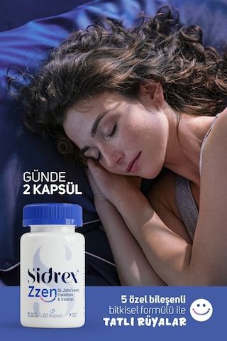 Sidrex Zzen Passiflora Valerian ve Sarı Kantaron İçeren Takviye Edici Gıda 60 Kapsül