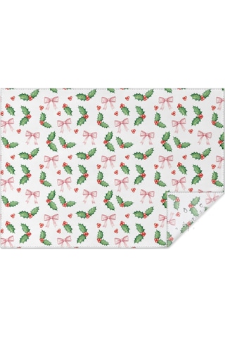 Noel Desenli Dikdörtgen Masa Örtüsü 60x84 İnç, Su Geçirmez Ve Leke Tutmaz Noel Kızılcık Pembe