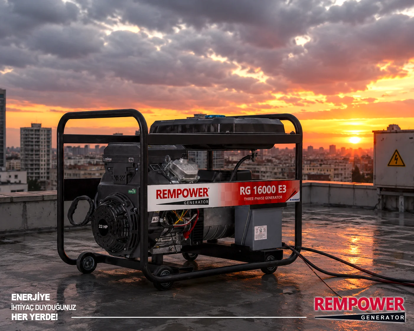 Rempower Rg 16000 E3 Otomatik 16 Kva Trifaze Benzinli Jeneratör