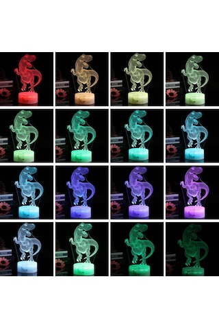 Ranyeek Dinozor 3d Led Gece Lambası - Renkli Işık, Dokunmatik Ve Uzaktan Kumanda, Usb Şarjlı, Akrilik Panel, Odalar İçin Stüdyo Atmosferi Diğer