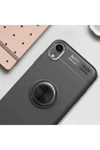 Apple Uyumlu iPhone Xr 6.1 Kılıf Zore Ravel Silikon Kapak Siyah-Rose Gold