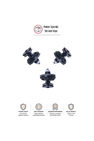 Ford Focus 1-2 C-max Kuga Uyumlu Kapı Döşeme Klipsi 6q0868243 100 Adet