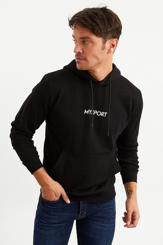 Mysport 201950 Erkek Kapüşonlu Sweatshirt-siyah Siyah