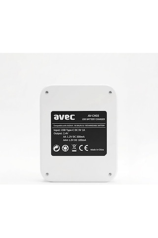 Avec Av-ch03 Usb Pil Şarj Cihazı 4lü 1.2v Kalem Ve İnce Pil Şarj Cihazı Avec