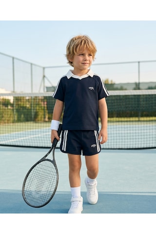 Baby Lory Kids Store Şeritli Polo Yaka Takım Lacivert