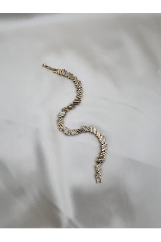 İthal Vip Zirkon Taşlı Ritim Bileklik Altın - Gümüş