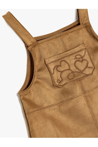 Koton Nakış Detaylı Suni Süet Jile Elbise Deve Tüyü 5wmg80028ak Taba