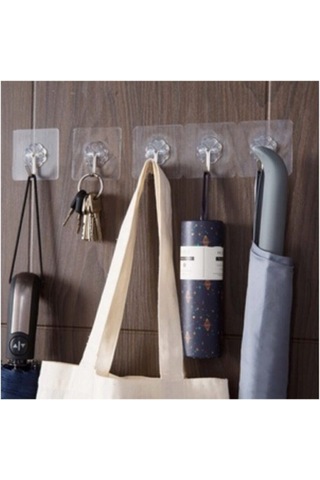 10’lu Şeffaf Yapışkanlı Duvar Askısı, Kendinden Yapışkanlı Güçlü Kanca, Mutfak, Banyo Sticker