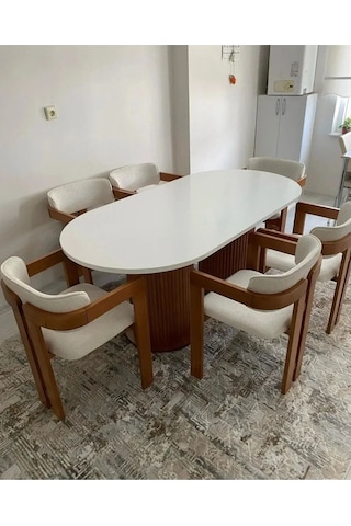 Bohem Masa Takımı T Sandalye Ahşap Masa Takımı 6 Kişilik Masa Sandalye Takımı İskandinav Takım Barok Ceviz