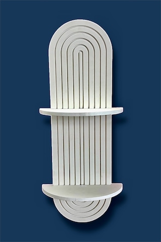 Semplice Beyaz Dekoratif Duvar Rafı Özel Boyalı 54x16 Cm Beyaz