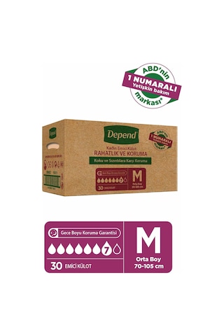 Depend Emici Külot Kadın Hasta Bezi Orta Boy 30 x 10'lu