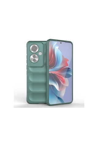 Oppo Reno 11f 5g Kılıf İçi Kadife Dolgulu Dalga Tutma Haznelli Premium Tpu Silikon Kapak Ryc/etnik Yeşil