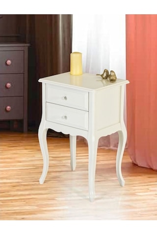 Ahşap Lake  Iki Çekmeceli Telefonluk Komidin  Beyaz