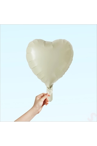 Kalp Folyo Balon 45 Cm - Krem