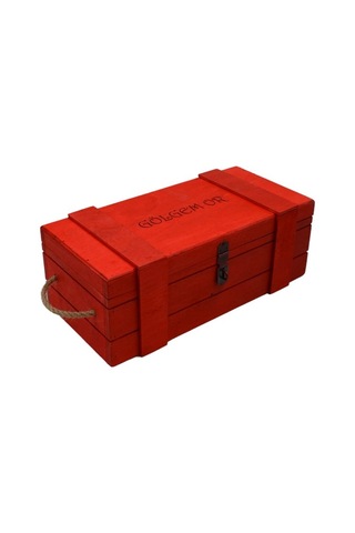 El Yapımı Kırmızı Ahşap Kutu İsme Özel 30x14cm Genişlik 10cm Yük.