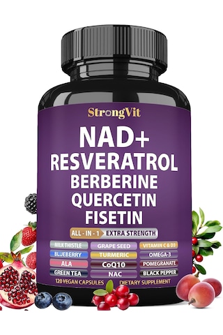 Strongvit Nad+ Resveratrol Berberine Quercetin Fisetin 120 Kapsül Orijinal Usa Menşeii Dmmedicineden