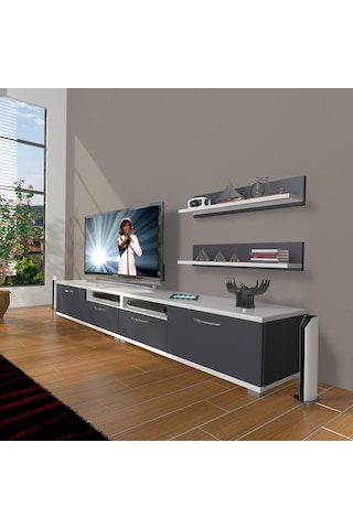 Decoraktiv Eko 220r Mdf Tv Ünitesi Tv Sehpası Beyaz - Antrasit