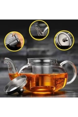 EPİNOX BOROSİLİKAT CAM DEMLİK 600 ML - ÇELİK SÜZGEÇ (CD-600M) Şeffaf